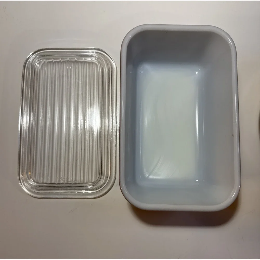 Pyrex 402 1.5 Qt Ombre Brown Mixing Bowl + 0502 1.5 Pt Brown Loaf Dish w Lid